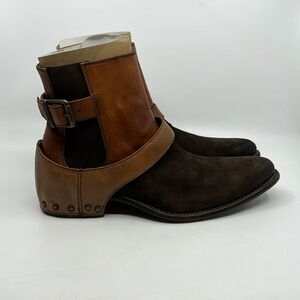Marco Delli Tyler Ankle Boots mahogany suede and British tan leather Sz EU 42 M9